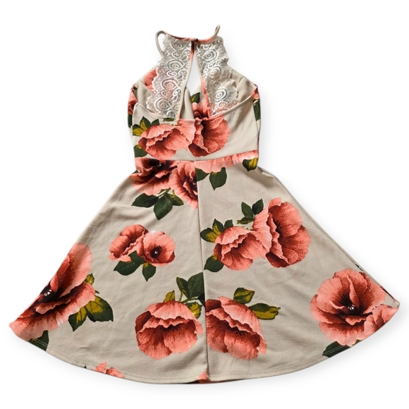 Blu Pepper Floral Mini Dress, Lace Racerback, Size XSmall - Picture 4 of 6